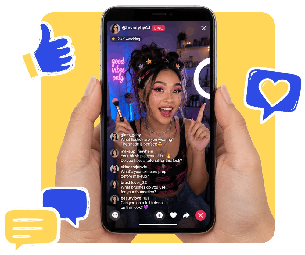 A PDS creator live-streaming to an engaged audience